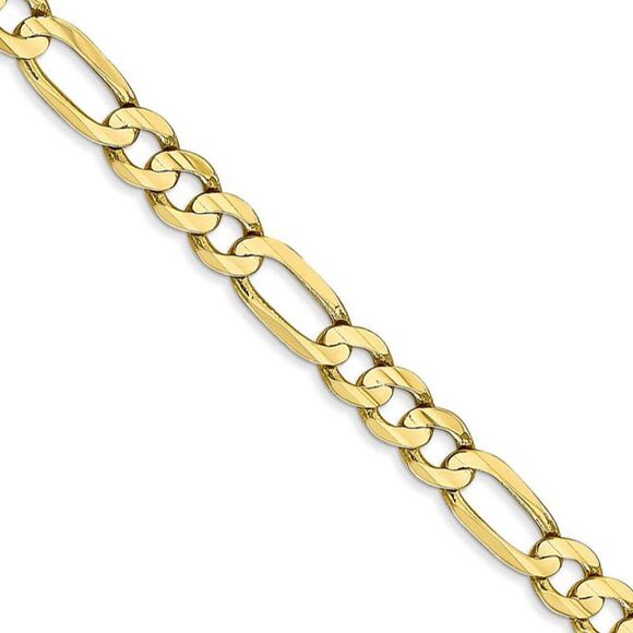 5.5mm, 10k Yellow Gold, Concave Figaro Chain Necklace, 22 Inch - Picture 1 of 8